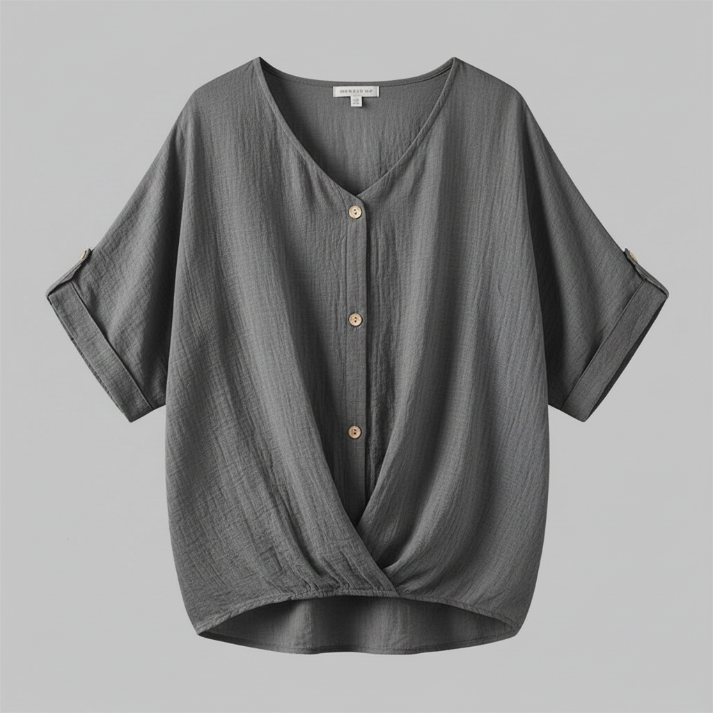 Elegant V-Neck Women's Blouse | Long Sleeve Top