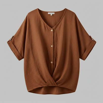 Elegant V-Neck Women's Blouse | Long Sleeve Top
