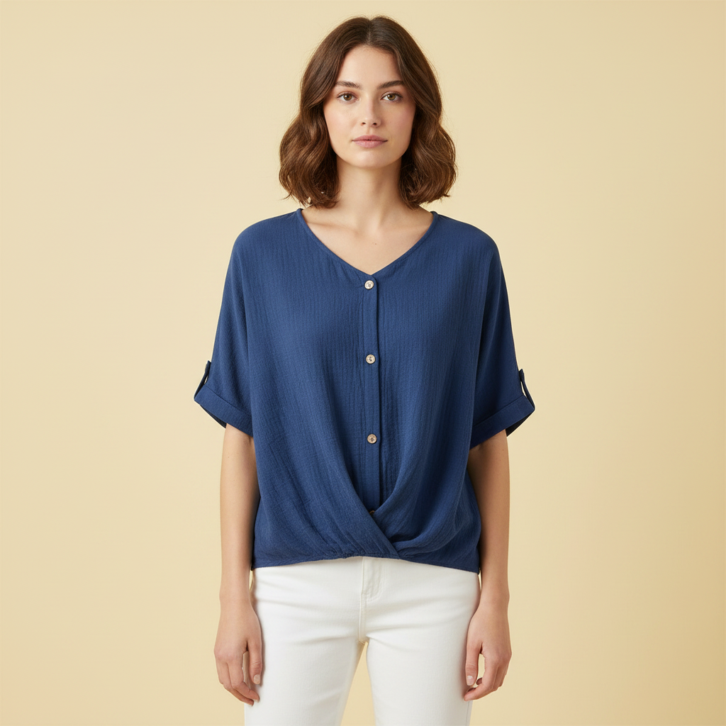 Elegant V-Neck Women's Blouse | Long Sleeve Top