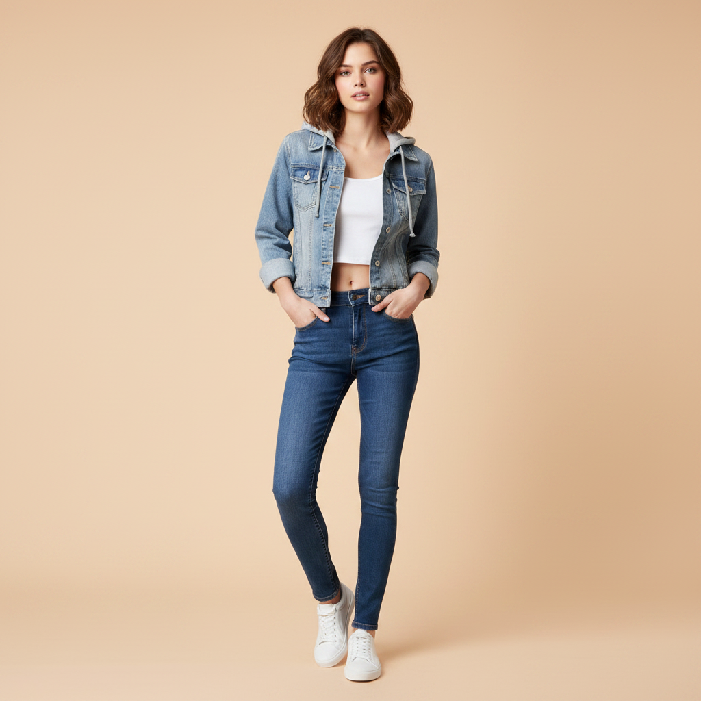 Denim Jacket with Removable Hood | Women's Jacket