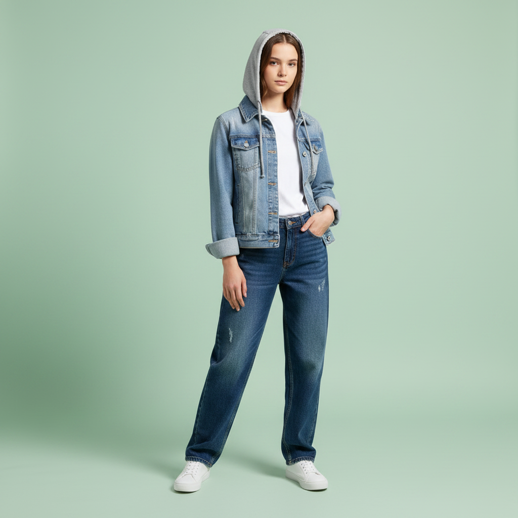 Denim Jacket with Removable Hood | Women's Jacket