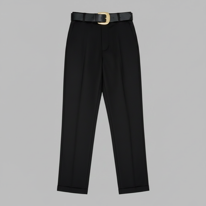 Elegant Black Pants | Women's High Waist Suit Trousers