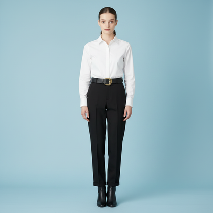 Elegant Black Pants | Women's High Waist Suit Trousers